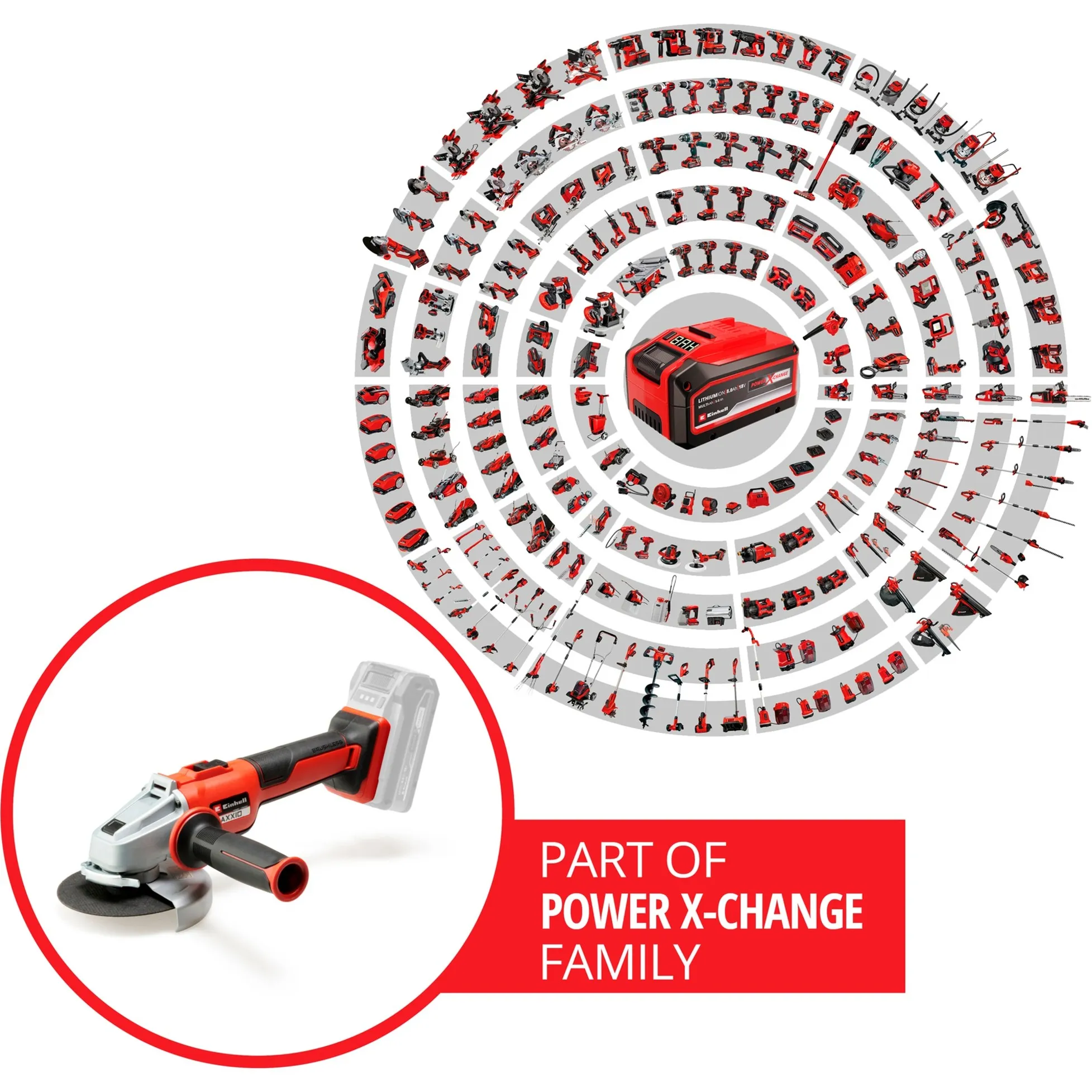Einhell AXXIO accu haakse slijper 18/125 Q (Rood/zwart, Accu en oplader niet inbegrepen)